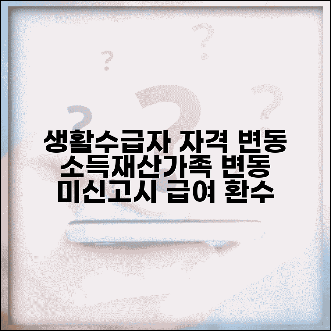 기초생활수급자 자격 변동 신고 의무 | 소득 재산 변동 신고 | 가구원 변동 신고 | 신고 누락 시 급여 환수 처분