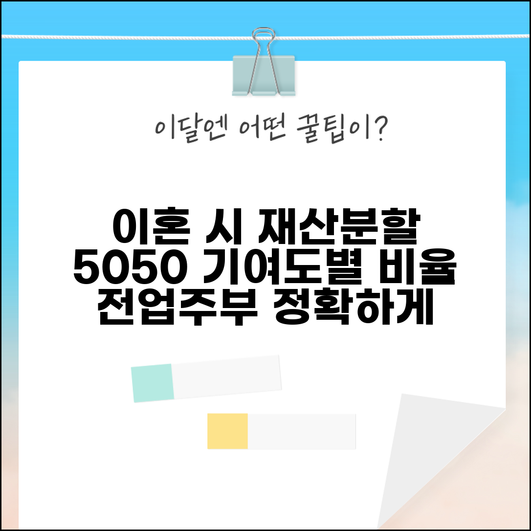 이혼할 때 재산분할 50대50 | 이혼시 재산분할 기여도별 비율과 전업주부 인정 범위