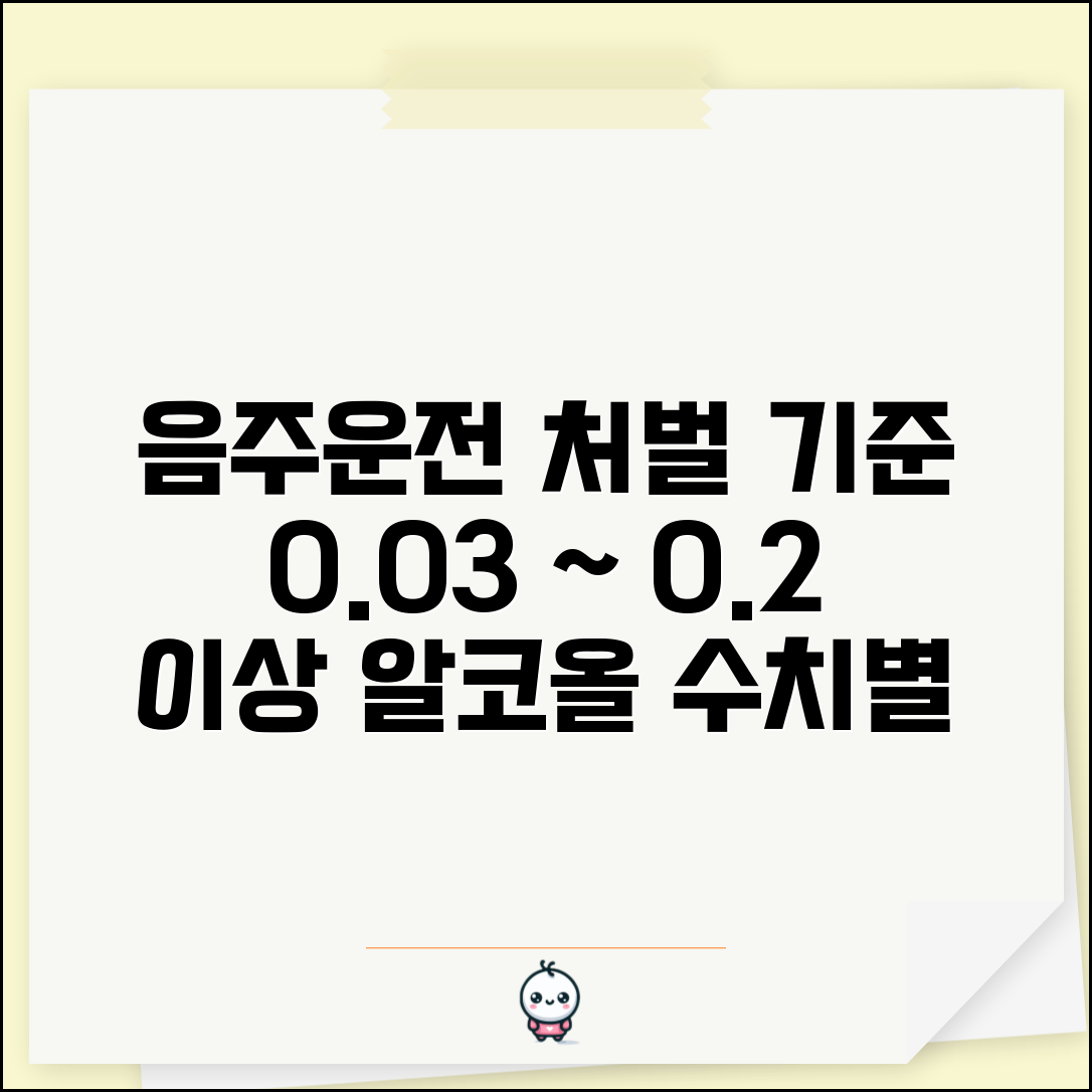 음주운전 수치별 처벌 기준표 | 0.03%부터 0.2% 이상까지 알코올 농도별 정확한 처분