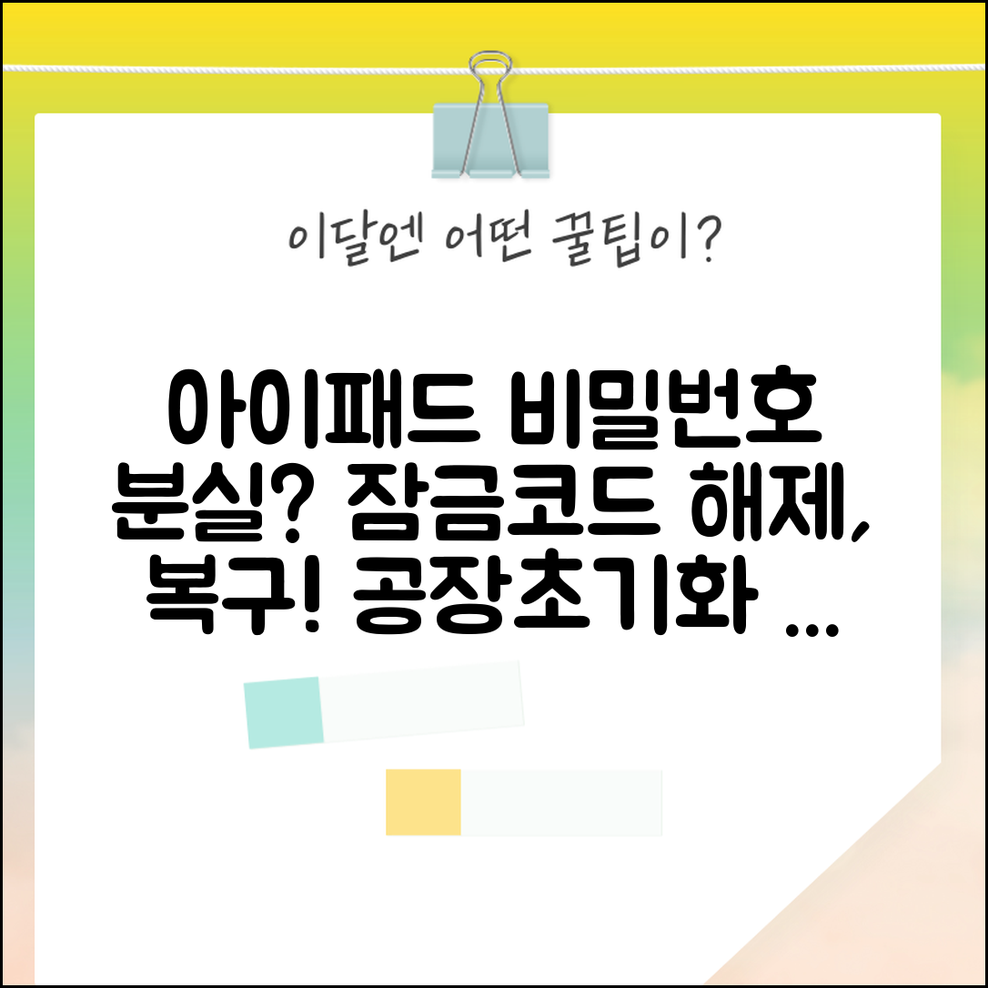 아이패드 비밀번호 해제 애플 지원 | iPad 잠금코드 분실 시 공장 초기화 복구 방법